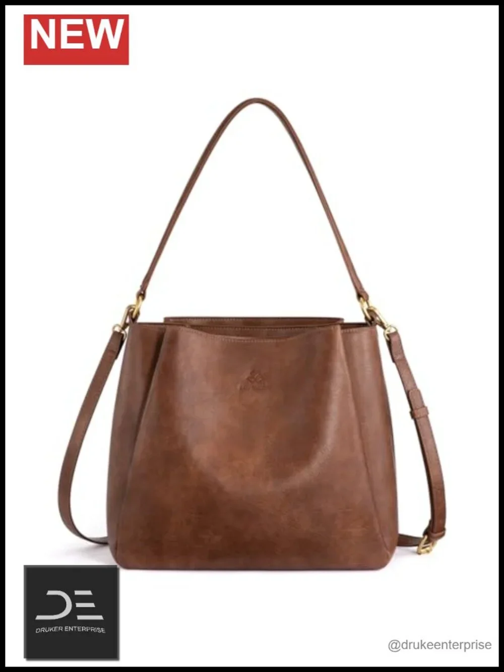 Vegan Leather Hobo Bag for Women, 3 Compartments, Adjustable Crossbody Strap,